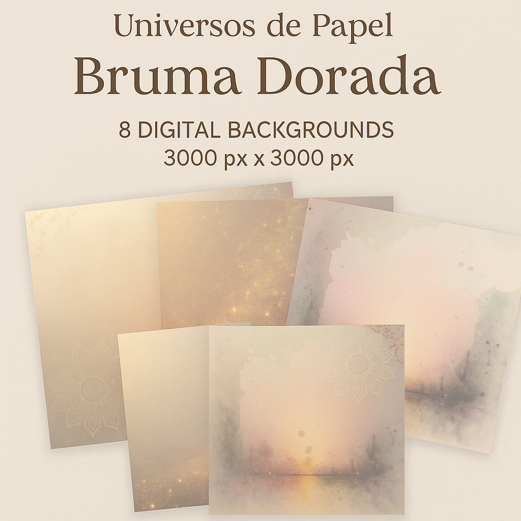 Bruma Dorada · Pack de 8 Fondos Digitales